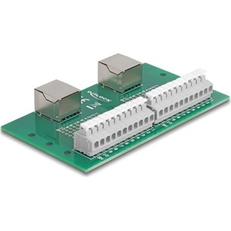 Delock RJ50 2 db. anya - 2 db. Terminal block nyomógombbal DIN sínhez