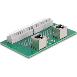 Delock RJ50 2 db. anya - 2 db. Terminal block nyomógombbal hajlított DIM sínhez
