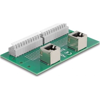 Delock RJ50 2 db. anya - 2 db. Terminal block nyomógombbal hajlított DIM sínhez