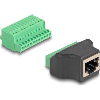 Delock RJ50 -> Terminal block 11pin F/F adapter fekete