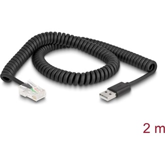 Delock USB-A 2.0 -> RJ50 M/M adatkábel 2m fekete cavart kábel
