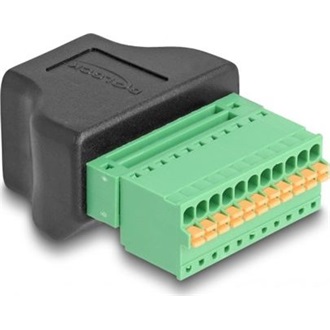 Delock RJ50 -> Terminal block 11pin F/F adapter fekete