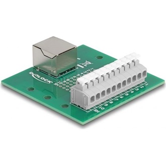 Delock RJ50 anya - Terminal block nyomógombbal DIN sínhez