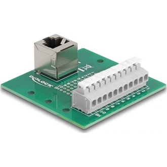 Delock RJ50 anya - Terminal block nyomógombbal hajlított DIN sínhez