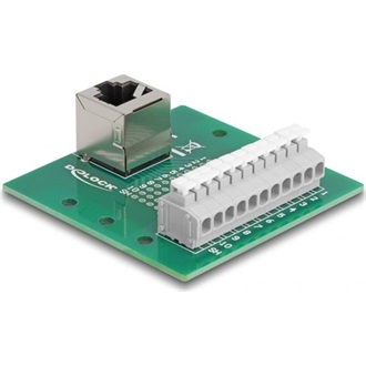 Delock RJ50 anya - Terminal block nyomógombbal hajlított DIN sínhez