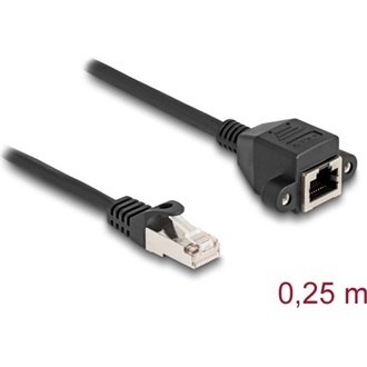 Delock RJ50 S/FTP -> RJ50 S/FTP M/F adatkábel hosszabbító 0.25m fekete