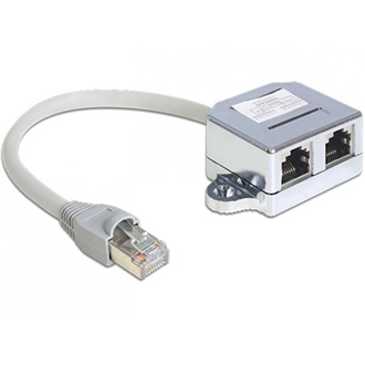 Delock RJ45 -> 2db RJ45 M/F adapter (1x Ethernet, 1x ISDN)  szürke