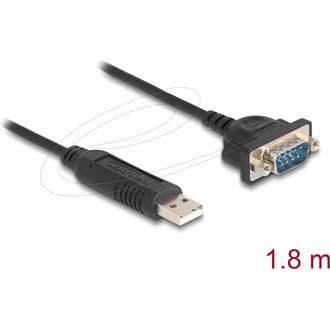 Delock RS-232 USB Adapter USB 2.0 - D-Sub 9 apa csavarokkal kompakt soros csatlakoztató házzal 1,8 m
