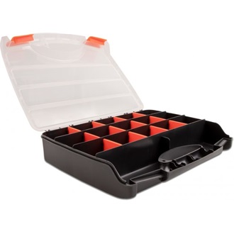 Delock Rendező doboz 17 egységgel, 320 x 255 x 60 mm méretben, narancs és fekete