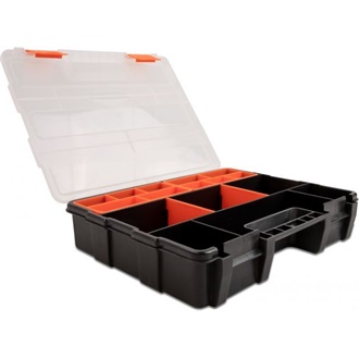 Delock Rendező doboz 21 egységgel, 290 x 220 x 60 mm méretben, narancs és fekete