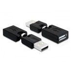 Delock USB-A 2.0 - USB-A 2.0 M/F adapter fekete forgatható