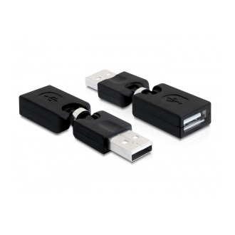 Delock USB-A 2.0 - USB-A 2.0 M/F adapter fekete forgatható