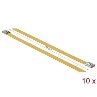 Delock Rozsdamentes Acél Kábelkötegek Hossza 200 x Szélesség 7,9 mm sárga 10 db.