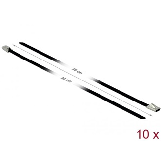 Delock Rozsdamentes Acél Kábelkötegek Hossza 300 x Szélesség 4,6 mm fekete 10 db.
