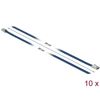 Delock Rozsdamentes Acél Kábelkötegek Hossza 300 x Szélesség 4,6 mm kék 10 db.