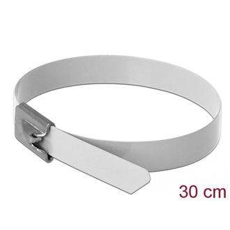 Delock Rozsdamentes Acél Kábelkötegek Hossza 300 x Szélesség 7,9 mm fehér 10 db.