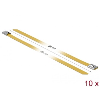 Delock Rozsdamentes Acél Kábelkötegek Hossza 300 x Szélesség 7,9 mm sárga 10 db.
