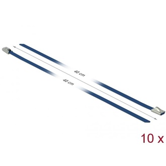 Delock Rozsdamentes Acél Kábelkötegek Hossza 400 x Szélesség 4,6 mm kék 10 db.
