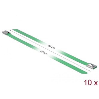 Delock Rozsdamentes Acél Kábelkötegek Hossza 400 x Szélesség 7,9 mm zöld 10 db.