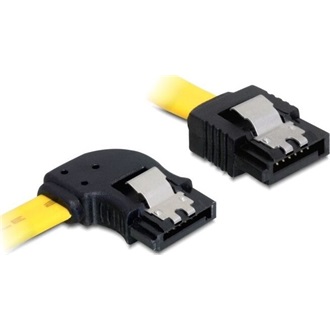 Delock SATA3 -> SATA3 F/F adatkábel 0.7m sárga egyenes/90° bal