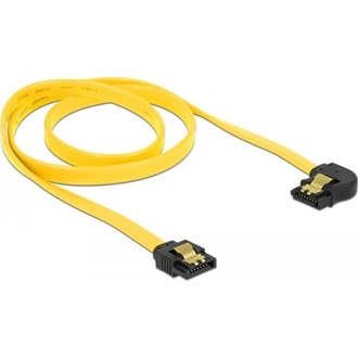 Delock SATA3 -> SATA3 F/F adatkábel 0.7m sárga egyenes/90° bal