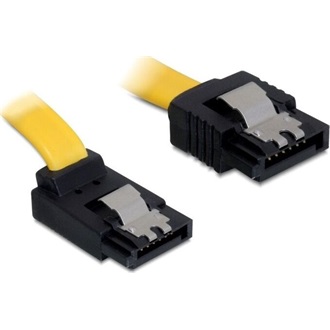 Delock SATA3 -> SATA3 F/F adatkábel 0.7m sárga egyenes/90° fel