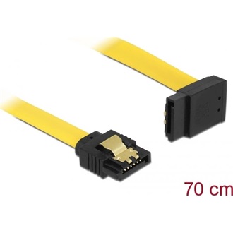 Delock SATA3 -> SATA3 F/F adatkábel 0.7m sárga egyenes/90° fel