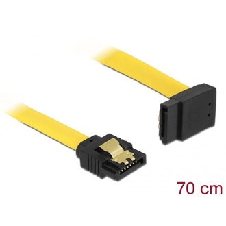Delock SATA3 -> SATA3 F/F adatkábel 0.7m sárga egyenes/90° fel