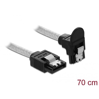 Delock SATA3 -> SATA3 M/M adatkábel 0.7m átlátszó egyenes/90` le