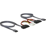Delock 2 SATA 1 Molex Power 4pin -> 2 SATA All-in-One F/F adatkábel 0.5m piros