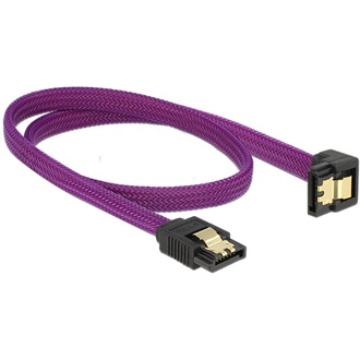 Delock SATA 3 F/F adatkábel 0.5m le/egyenes Premium lila