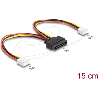 Delock SATA tápkábel 15 tűs apa - 2 db. Floppy 4 tűs anya 15 cm