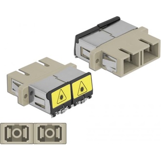 Delock SC optikai szálas csatlakozó Párosító lézervédő zárral / borítással Duplex anya - SC Duplex a