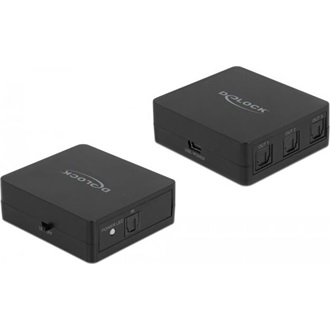 Delock S/PDIF TOSLINK kapcsolat 1 bemenettel és 3 kimenettel USB tápellátással