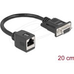 Delock Serial RS-232 DB9 -> RJ45 CAT5e UTP F/F extender 0.2m fekete