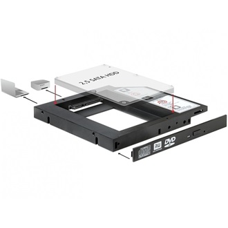 Delock 5,25" slim ODD 9,5mm -> 1db 2,5" SATA beépítő keret fekete 12,5mm