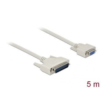 Delock Serial RS-232 DB9 -> D-Sub 25pin M/F adatkábel 5m fehér