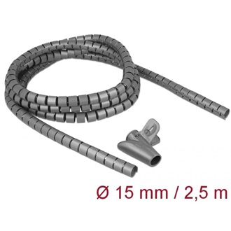 Delock Spirális kábelburkolat behúzó eszközzel 2,5 m x 15 mm szürke