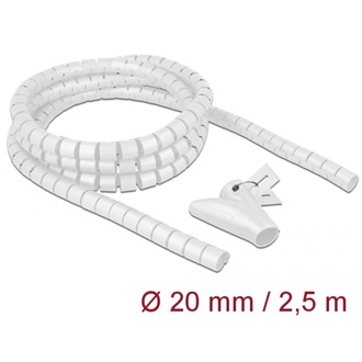 Delock Spirális kábelburkolat behúzó eszközzel 2,5 m x 20 mm fehér