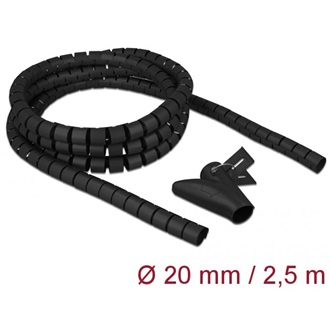 Delock Spirális kábelburkolat behúzó eszközzel 2,5 m x 20 mm fekete