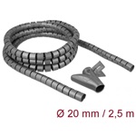 Delock Spirális kábelburkolat behúzó eszközzel 2,5 m x 20 mm szürke