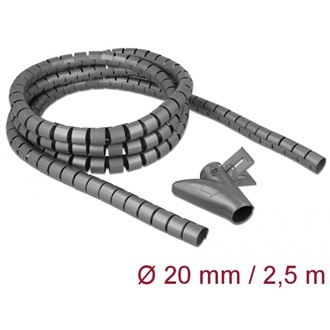 Delock Spirális kábelburkolat behúzó eszközzel 2,5 m x 20 mm szürke