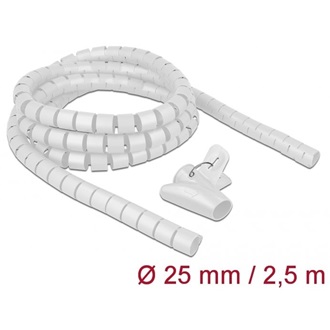 Delock Spirális kábelburkolat behúzó eszközzel 2,5 m x 25 mm fehér
