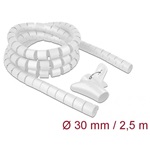 Delock Spirális kábelburkolat behúzó eszközzel 2,5 m x 30 mm fehér