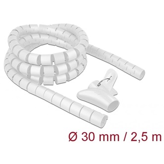 Delock Spirális kábelburkolat behúzó eszközzel 2,5 m x 30 mm fehér