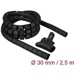 Delock Spirális kábelburkolat behúzó eszközzel 2,5 m x 30 mm fekete