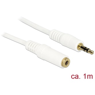 Delock Jack stereo 3,5mm M/F audio kábel hosszabbító 1m fehér