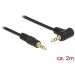 Delock Jack stereo 3,5mm M/M audio kábel 2m fekete egyenes/90°