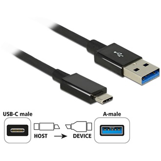 Delock USB-A 3.2 Gen2 -> USB-C 3.2 Gen2 M/M adatkábel 1m fekete