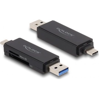 Delock SuperSpeed USB 5 Gbps kártyaolvasó USB Type-C  / A-típusú SD és Micro SD memóriakártyákhoz
